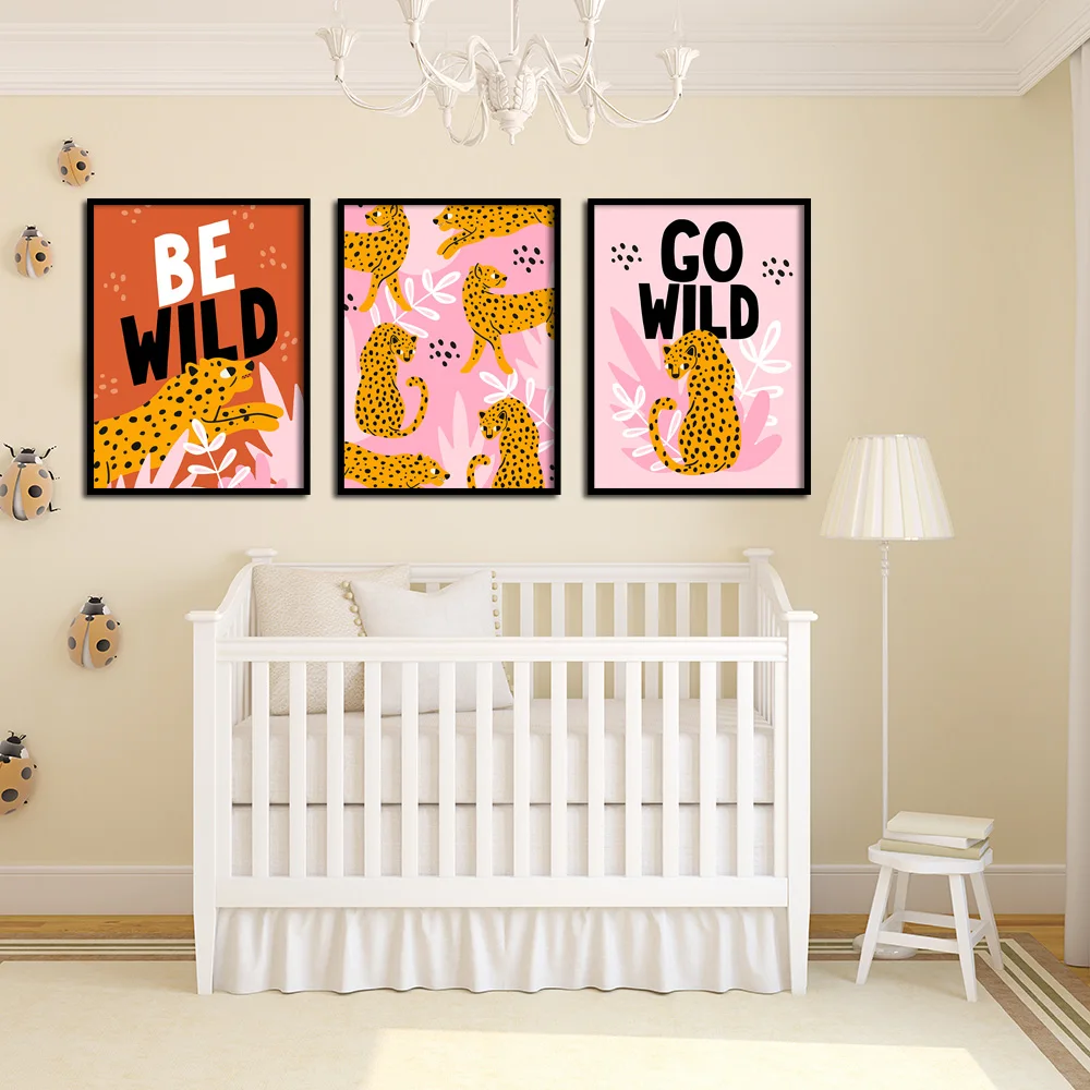 Настенные картины на холсте с изображением диких животных леопарда листьев | Дом