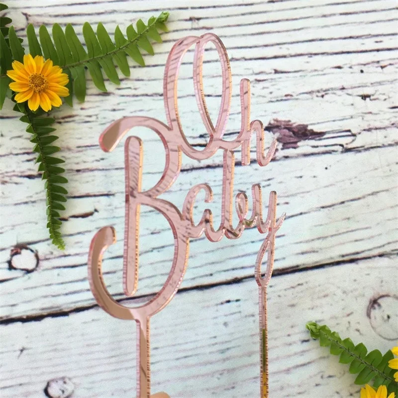 Золотой розовый акриловый Топпер для торта украшение вечерние десерт милые