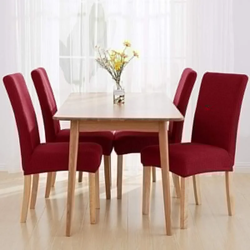 1PC Elastic Dining Chair Cover Waterproof Knitted Protector Striated Pure Color Seat Covers for Banquet Wedding Hotel | Дом и сад