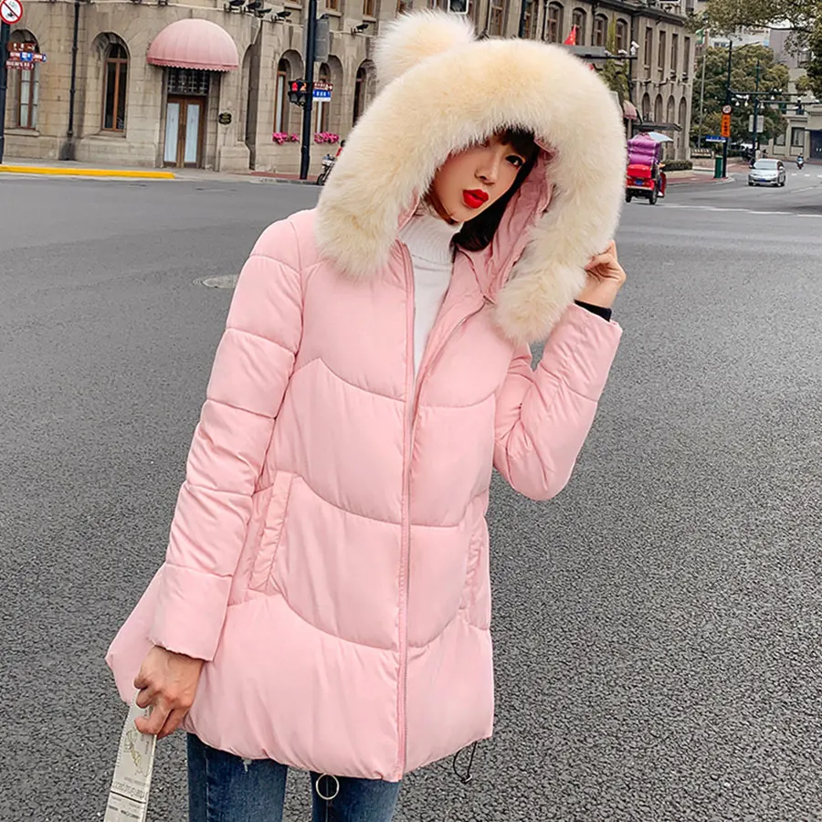 Однотонные меховые свободные хлопковые пальто с капюшоном для женщин, Harajuku, на молнии, с карманами, средней длины, Pakas Feminin, корейские женские милые теплые куртки