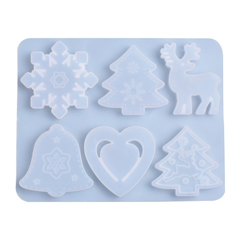 

Christmas Pendant Epoxy Resin Mold Love Heart Bells Elk Xmas Tree Hanging Decorations Silicone Mould DIY Crafts Mold