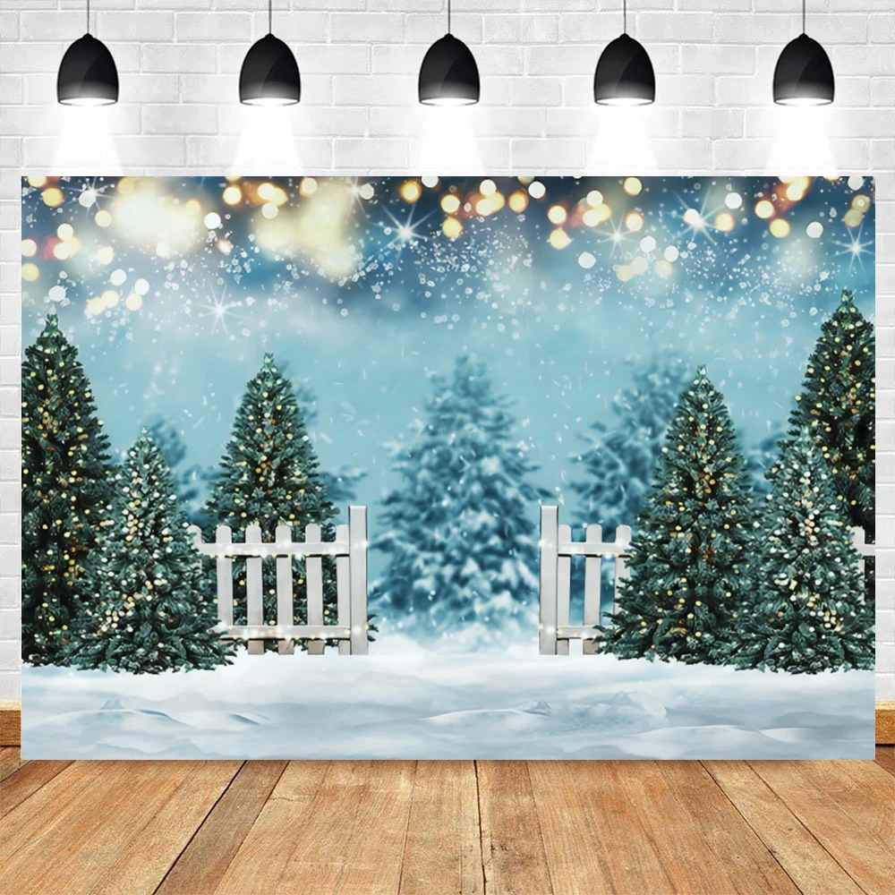 

Christmas Tree Winter Forest Snow Snowflake Baby Backdrop Photography Photographic Background Photo Studio Photophone Decoration