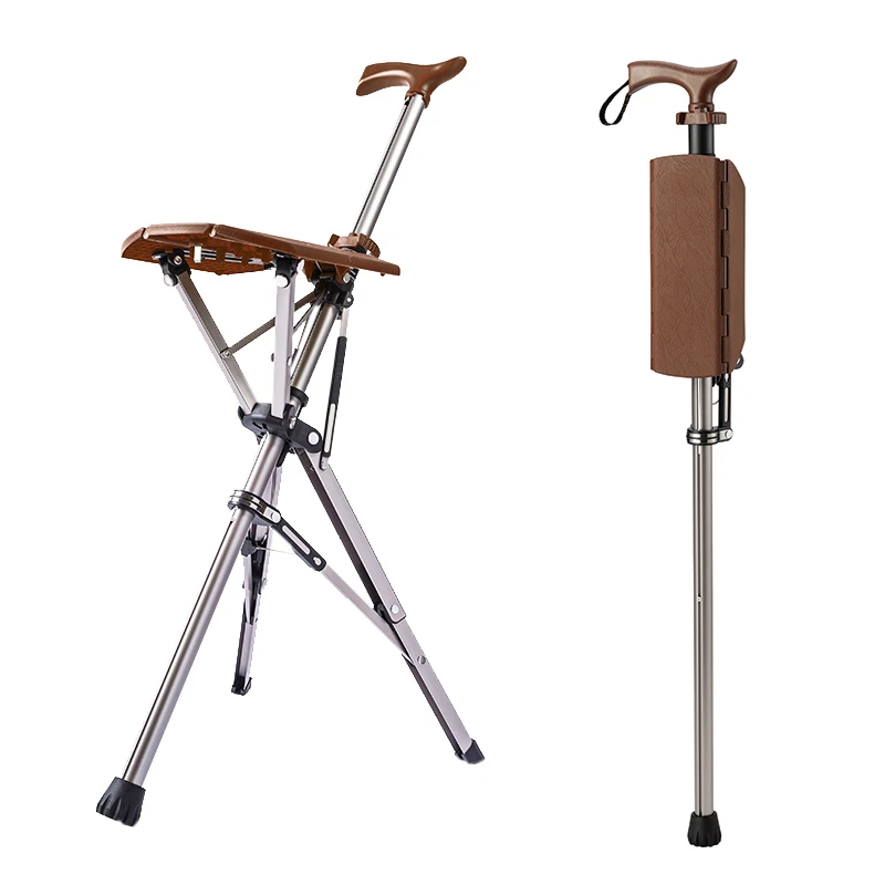 Outdoors Folding Crutch Chair Elderly Rest Hand Stool Light Multifunctional Non Slip Portable Stools Beach Camping |