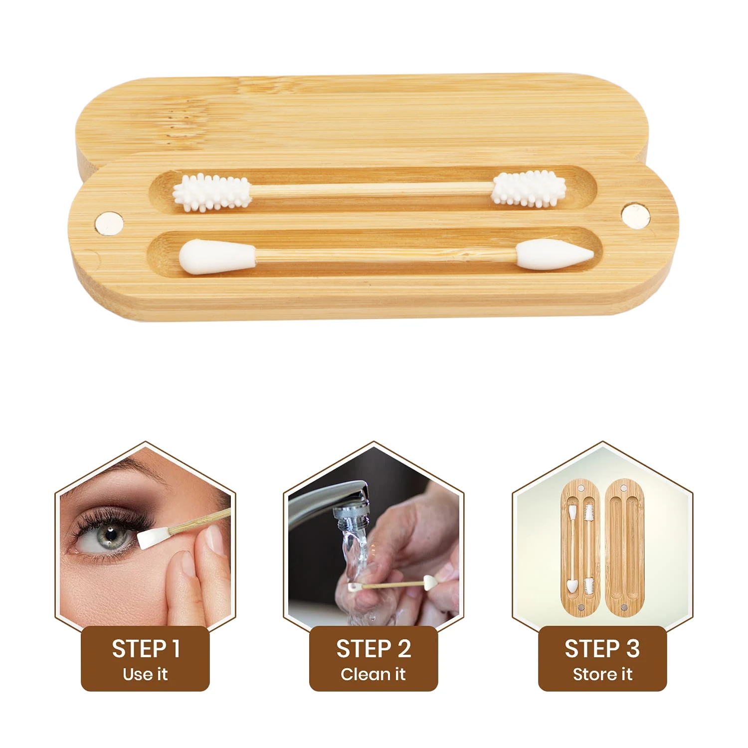 Многоразовые ватные палочки для комплект с ушами и магнитный бамбуковый чехол