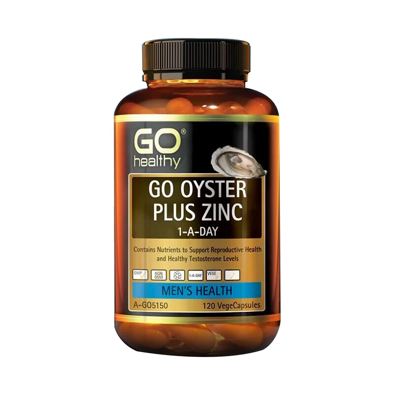 

NewZealand Go Healthy Oyster Zinc Supplement 120 Capsules for Men Health Vitality Immune Support Sexual Reproductive Wellbeing