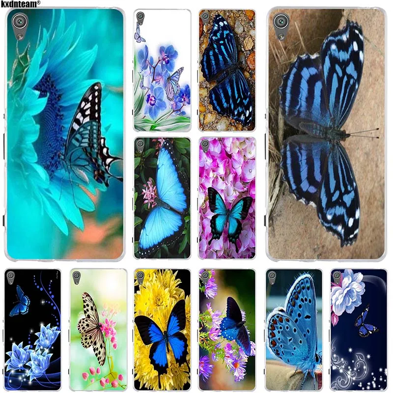 Модный тонкий силиконовый мягкий ТПУ чехол для телефона с синей бабочкой sony Xperia Z