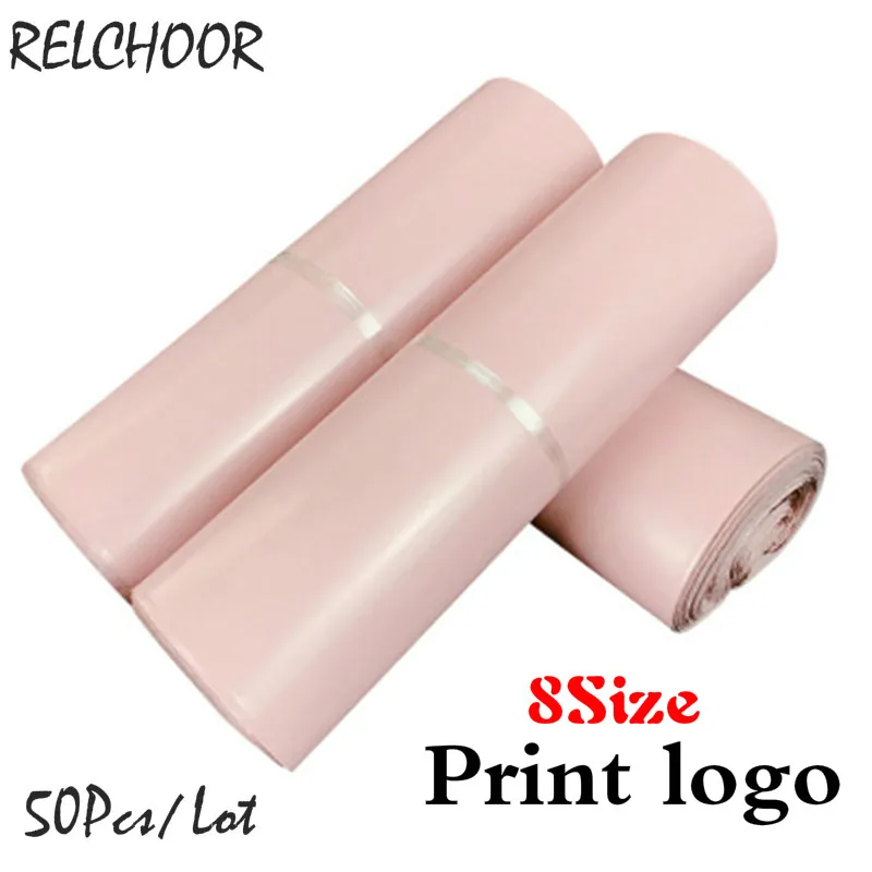 50Pcs Light Pink Opaque Courier Mailing Packing Bags Thicken 12 Wires Storage Bag Waterproof Bags PE Material Envelope Postal