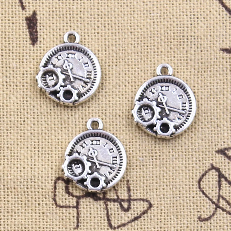 

12pcs Charms clock pocket watch 17x13mm Antique Silver Color Pendants Making DIY Handmade Tibetan Finding Jewelry
