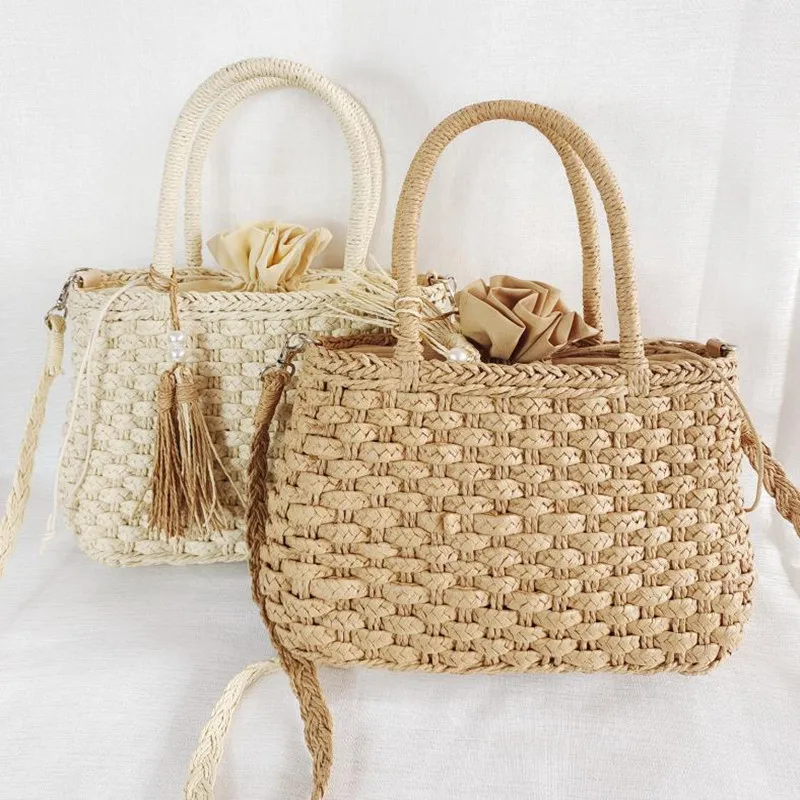 

Fashion Tassel Straw Bags Rattan Weave Women Shoulder Bag Luxury Designer Handbag Crossbody Bags Summer Beach Female Bag 2021
