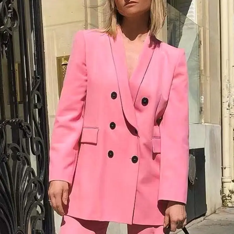 Misswim винтажные розовые блейзеры больших размеров дамское пальто двойной