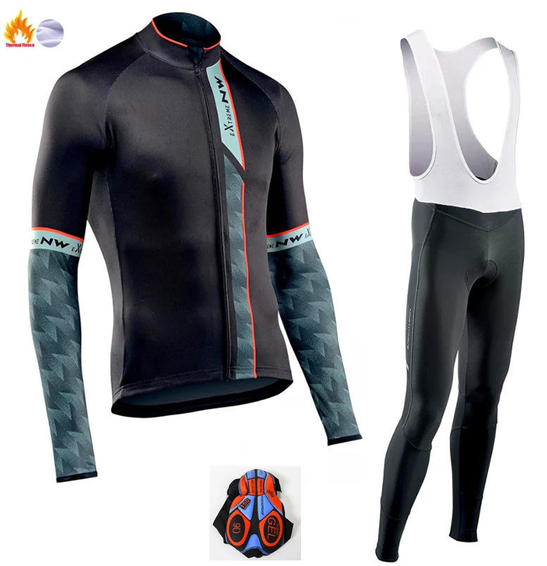 Winter Cycling Suit Зима Northwave термо флис Велоспорт Джерси Ropa Ciclismo MTB длинный рукав сохраняет тепло велосипед одежда велосипедная одежда - Цвет: Winter Cycling Suit
