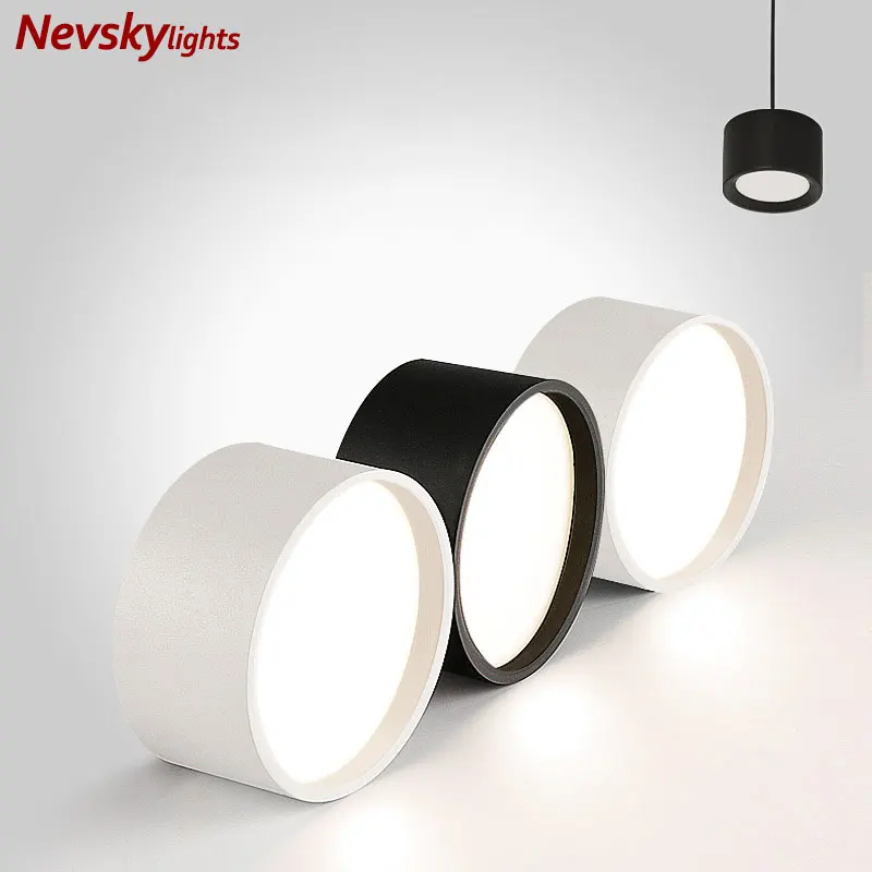 

Светодиодный потолочный светильник с поверхностным креплением, современный цилиндрический Точечный светильник черного и белого цвета для...