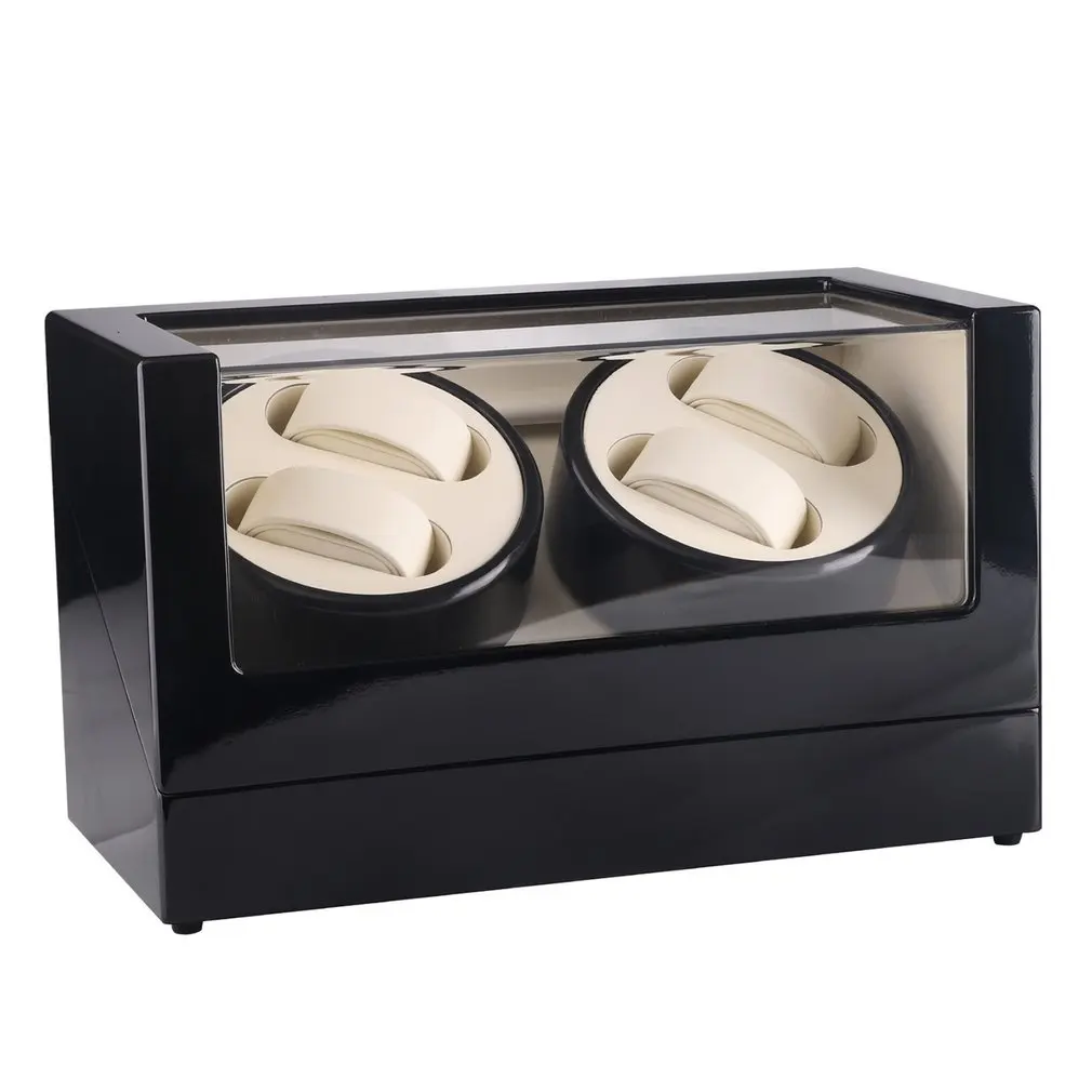 Роскошные часы Winder US Plug 4 слота деревянные шкатулка для часов Box лак вращающийся