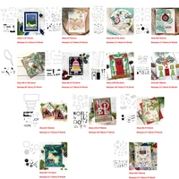 stamps with coordinating dies christmas petal foliage ornament wishes words banner cabinet house diy scrapbooking new 22