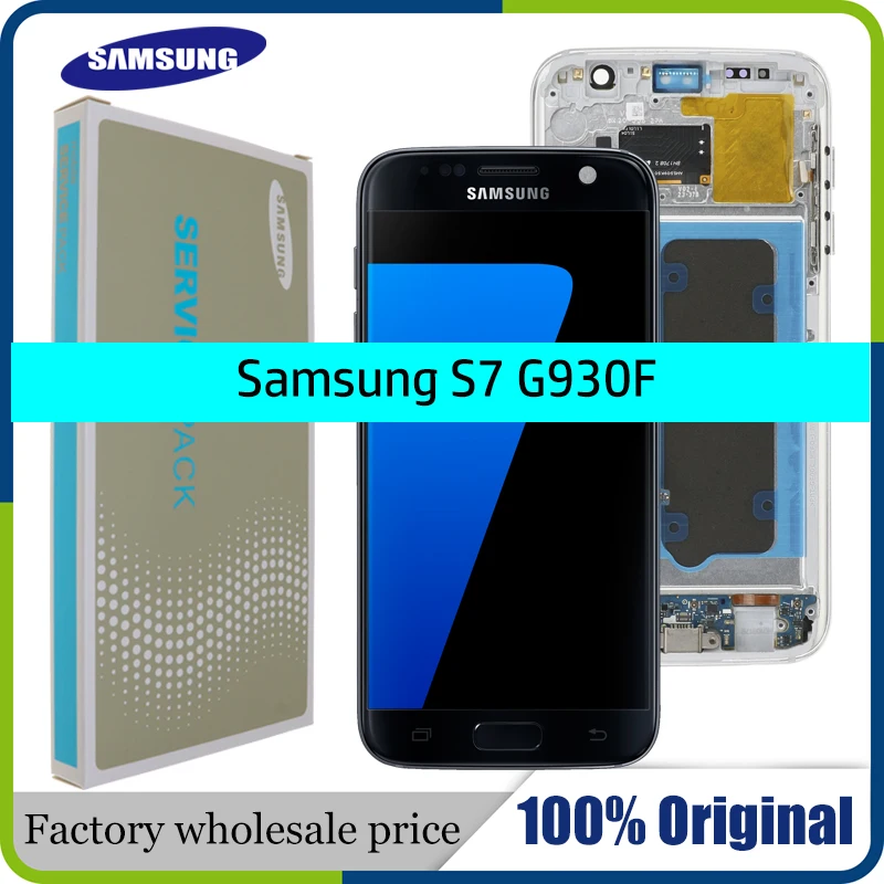 Высокое качество,, 5,1 '', ЖК-дисплей для SAMSUNG Galaxy S7, G930, G930F, кодирующий преобразователь сенсорного экрана в сборе с рамкой
