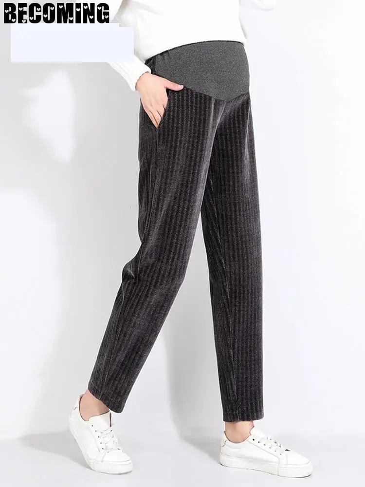 Брюки для беременных осень-зима свободные брюки с редисом большие черные