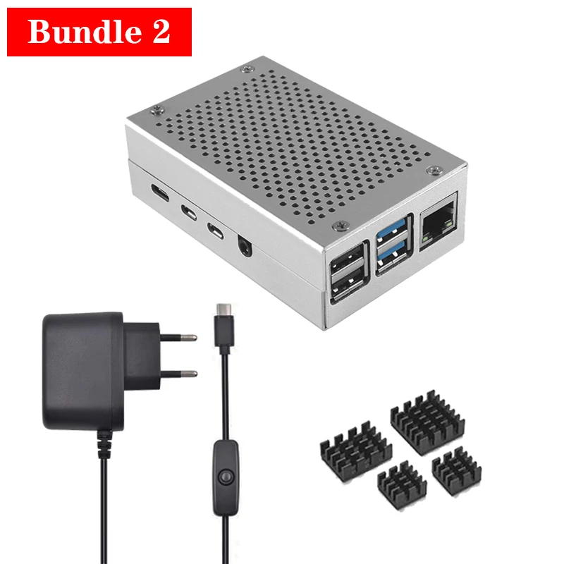 Raspberry Pi 4 кейс, алюминиевый кейс, корпус из черного серебра с алюминиевым теплоотводом для Raspberry Pi 4 Модель B 4B