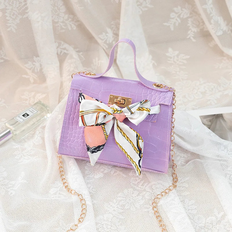 

New Fashion Women's Bag Crocodile Pattern Silk Scarf Shoulder Bag Leather Diagonal Bags Small Square Bag Mobile Phone Coin Purse