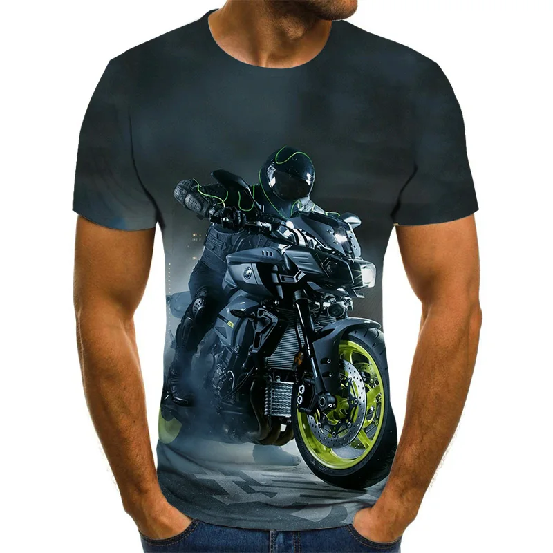 

3D Punk Style Men's T-shirt 2021 New Racer Graphic T-shirt Summer Fashion Top Motorcycle T-shirt Large Size Street Trend110-6XL