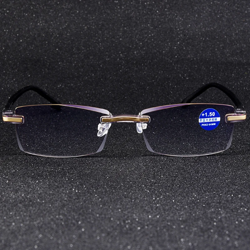 Очки для чтения без Оправы унисекс модные безрамные пресбиопические с защитой от