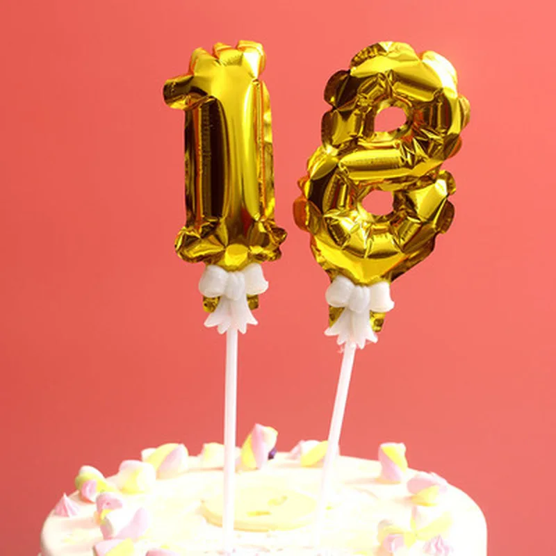 7 дюймов цвета: золотистый серебристый Фольга шара с цифрой торт Топпер свадебный
