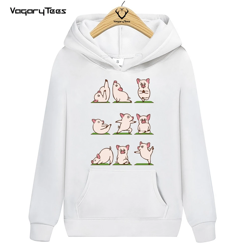 

Autumn Funny exercise Pig Print Sweatshirt Cute Animal Graphic Hoodies Hip Hop Unisex Streetwear Cartoon Tops Pullovers