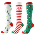 Забавные женские высокие носки с рождественским принтом Мужская домашняя одежда впитывающие пот женские хлопковые компрессионные эластичные носки