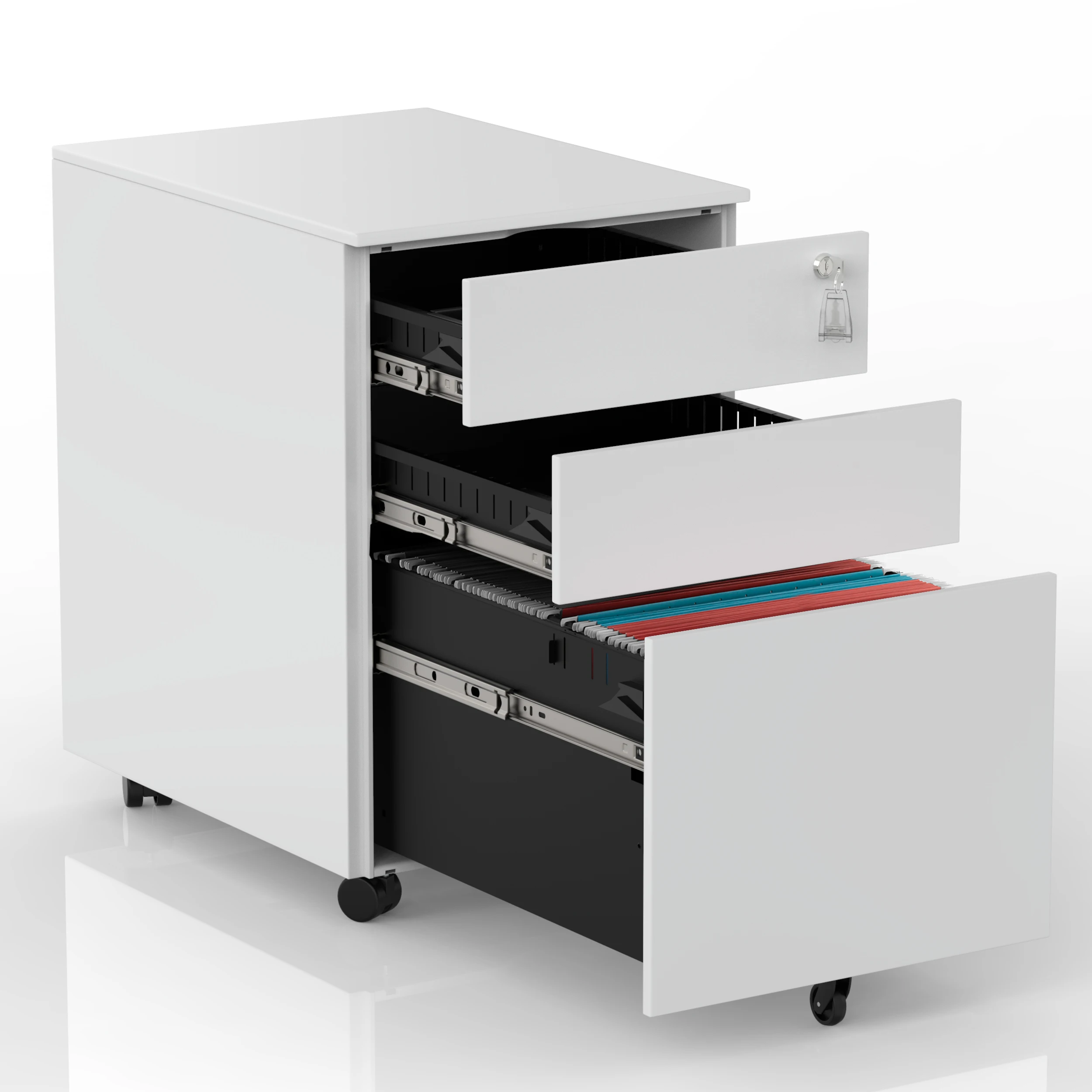 

3 ящика файл шкаф мобильный металлический запираемый файл шкаф под столом полностью собран, за исключением 5 колесиков