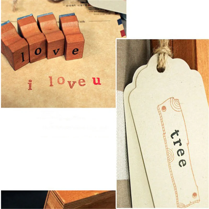 

30pcs Retro Alphabet Letter Uppercase Lowercase Wooden Rubber Stamp Set Craft Stamps for Scrapbooking