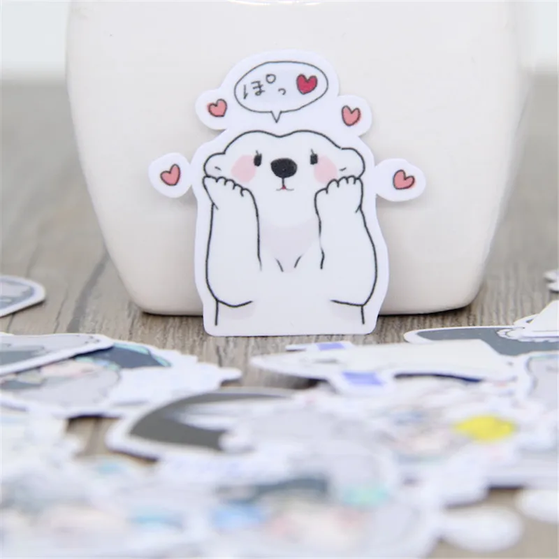 40 шт./лот наклейка с милой девушкой и белым медведем для телефона чехла ноутбука