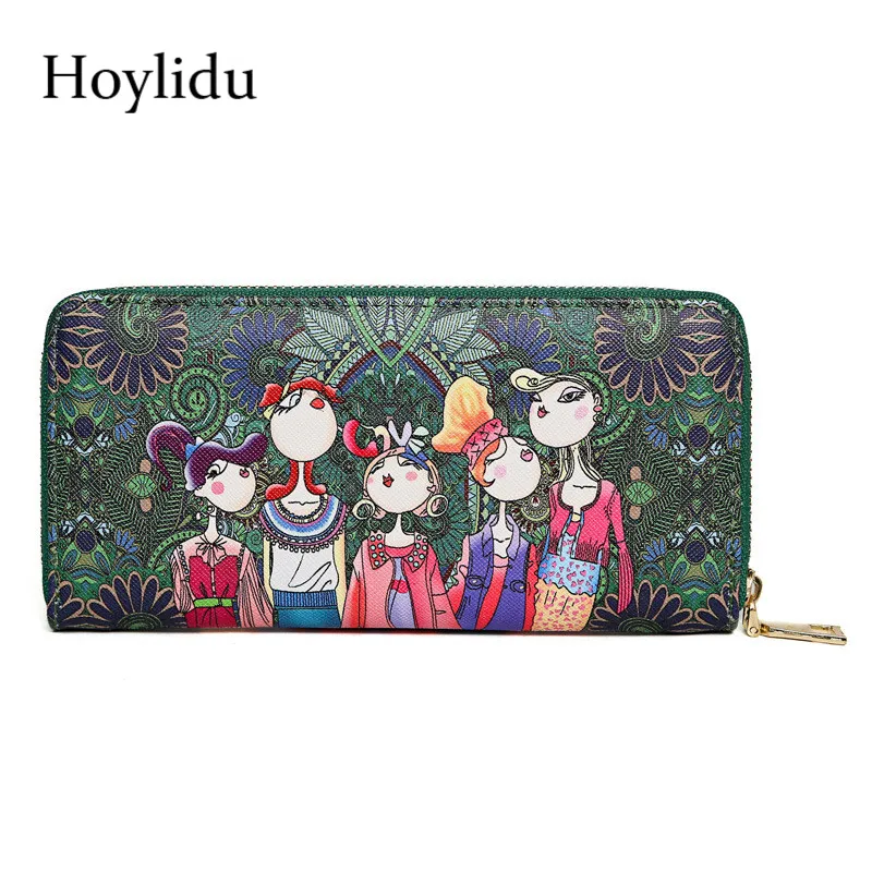 

Женский Длинный кошелек из ПУ кожи, с мультяшным лесным принтом