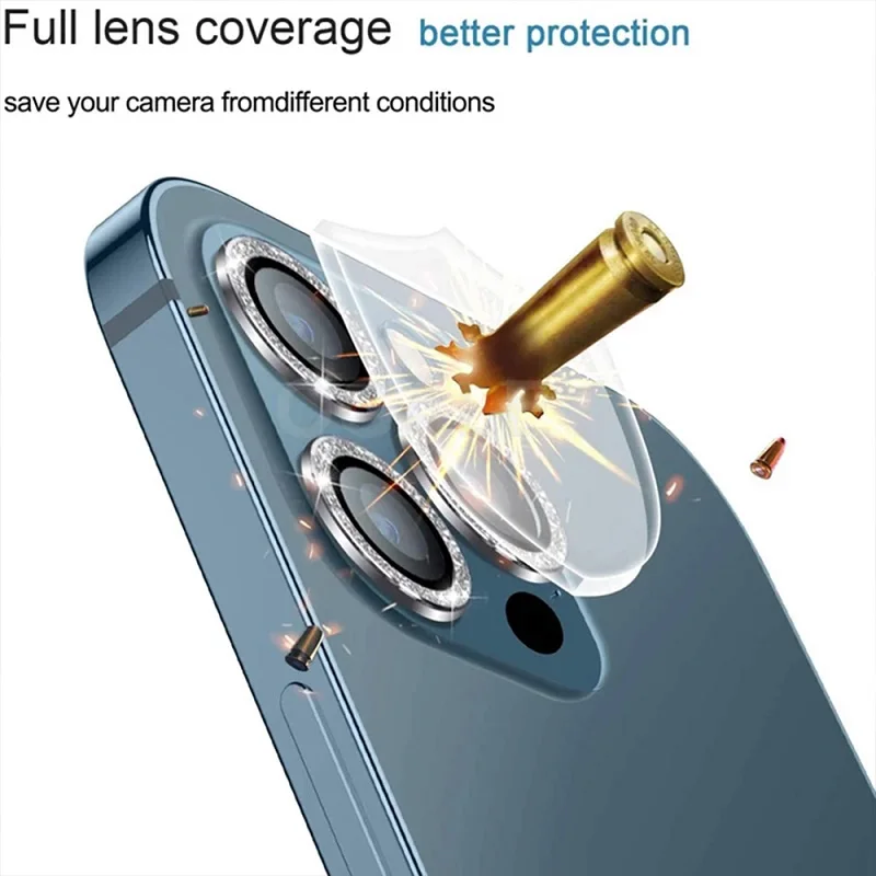 Diamond Camera Lens Protector For iPhone 13 Pro Max 12 Mini Camera Metal Ring Glass For iPhone 11 12Pro Max 13Pro Protective Cap
