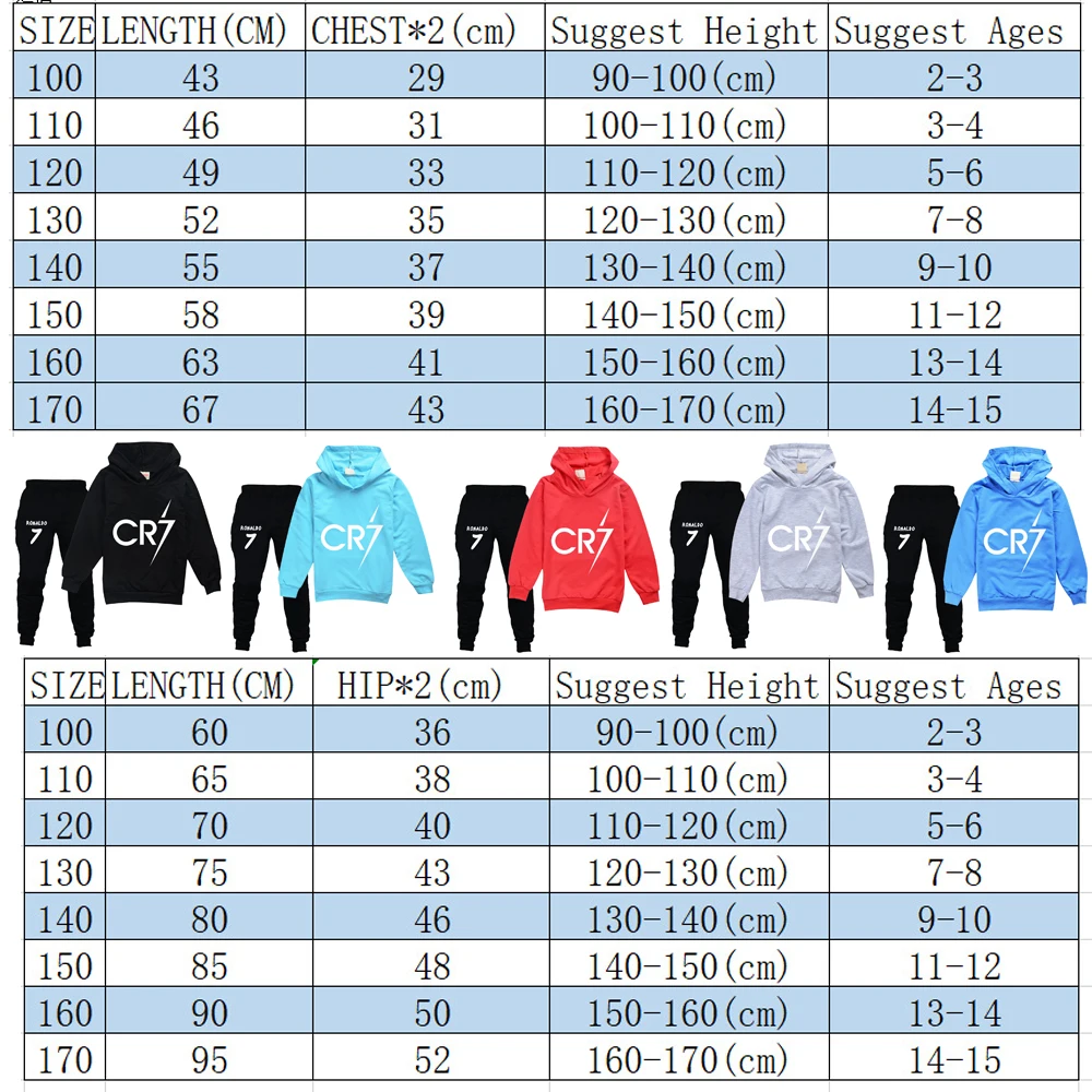 CR7 Cosplay Boys Girls Clothing Sets Spring Autumn Kids Outfits Hoodie Shirt+Pants 2Pcs Tracksuit Children Clothes Jogging Suit |
