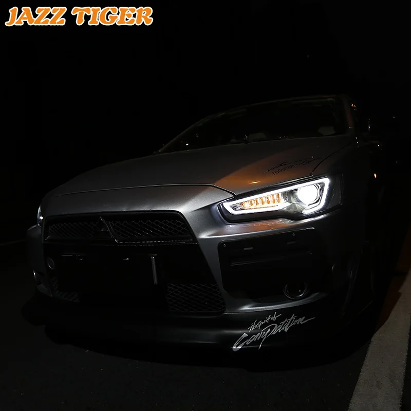 

JAZZ TIGER Car Styling LED DRL Red Devil Eyes Turn Signal Head Lamp Assembly LED Headlight For Mitsubishi Lancer 2009 - 2016