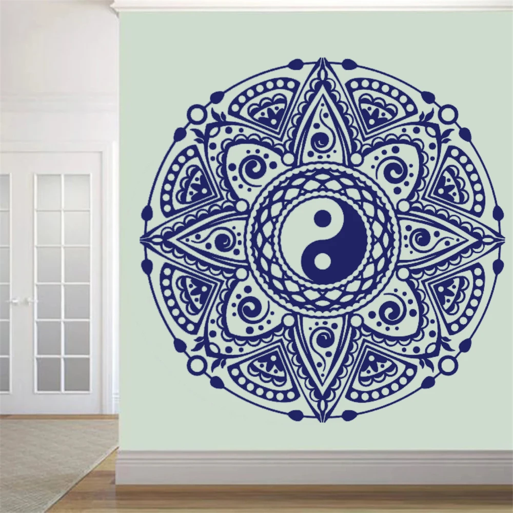

Yin Yang Mandala Flower Wall Stickers Mural Vinyl Bohemia Decals for Livingroom Decoration Removable Art Family Wallpaper DW6584