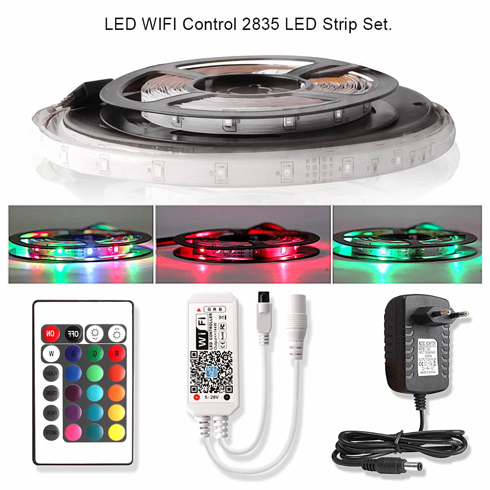 15 м Wifi Светодиодная лента RGB 2835 SMD водонепроницаемая гибкая неоновая лента fita светодиодный светильник 12 В RGB лента диод Wifi управление+ адаптер