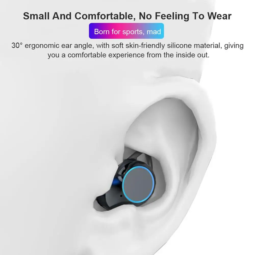 Bluetooth Earphones True Wireless LED Display 5.0 TWS in-Ear Earbuds IPX5 Waterproof Mini Headset 3D Stereo Sound Sport Earpiece |