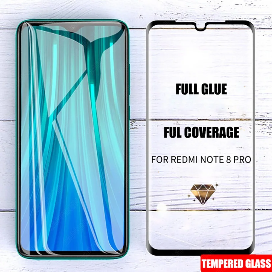 6D полный клей покрытие из закаленного стекла для Xiaomi Redmi Note 8 Pro защита экрана стекло для Mi Redmi Note 8 Защитная стеклянная пленка