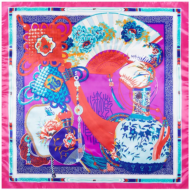 Новинка 2021 роскошный брендовый саржевый женский шелковый шарф LESIDA 90 см *