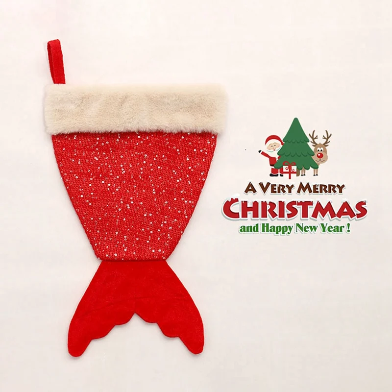 Рождественский чулок с подвесной веревкой в форме рыбьего хвоста уникальная