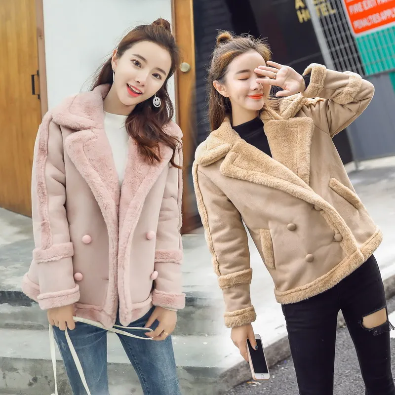 2019 новая утепленная замшевая куртка пальто женский меховой воротник зимние