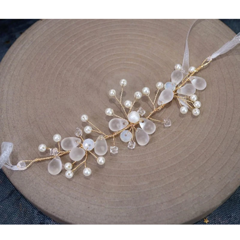 Ручной переплетенный белый цветок жемчужный браслет свадебный Аксессуар