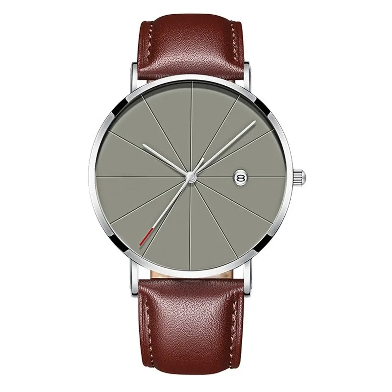 

MREURIO Men's Watch Neutral Best Selling Simple Ultra Thin Leather Wristwatch Minimalist Exquisite Calendar Masculine Watches