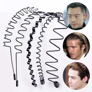 Hoop Hair Band Wave Shaped Hairband Face Washing Headdress Unisex Hair Hoop Non Slip Black Metal Spi in USA (United States)