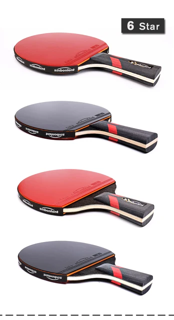2pcs Professional 6 étoiles Raquette de tennis de table Ping Pong Raquette  Set Boutons-In Caoutchouc de haute qualité Blade Bat Paddle avec sac Jb51-3