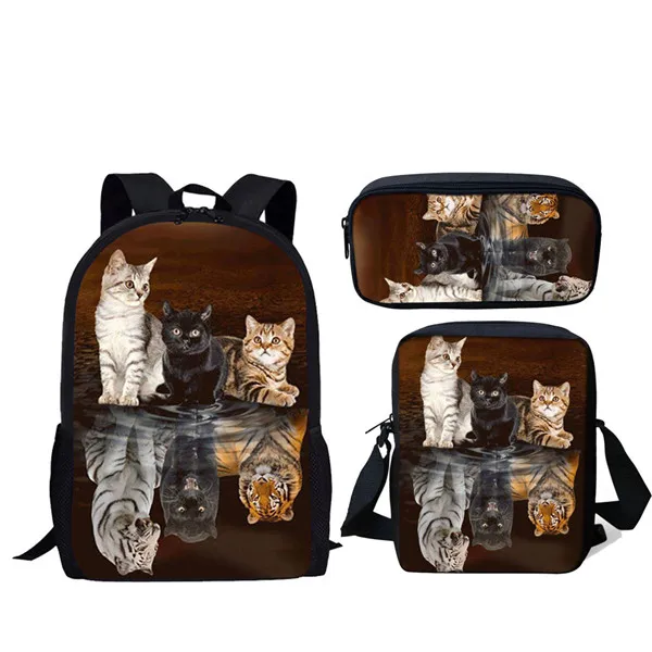 HME1239CEK FORUDESIGNS/Забавный 3D Кот отражение Тигр Печать Детские школьные сумки рюкзак для девочек мальчиков Большой Студенческий рюкзак школьные сумки - Цвет: HME1239CEK