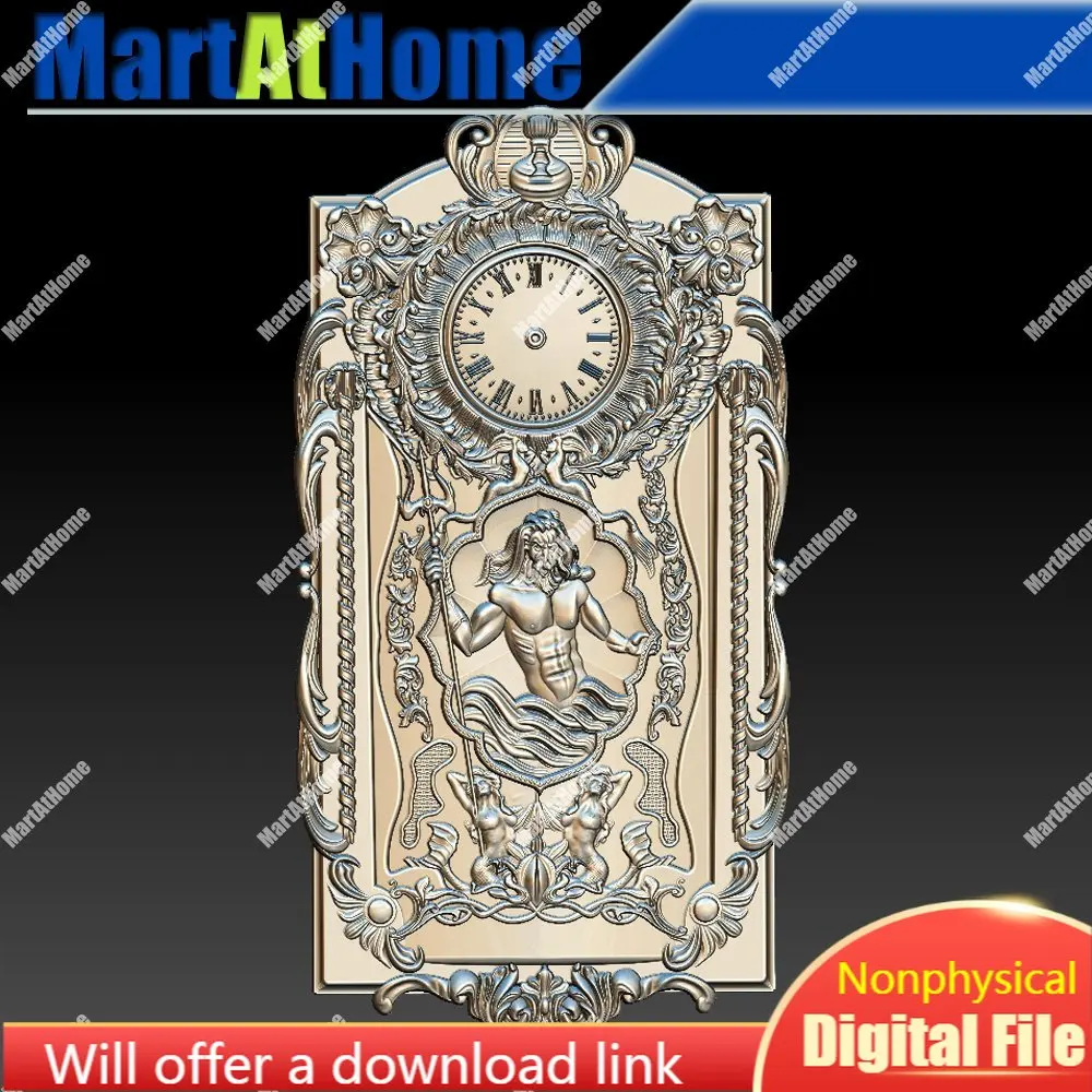Нептун настенные часы шаблон 3D STL модель для ЧПУ маршрутизатор гравировка и