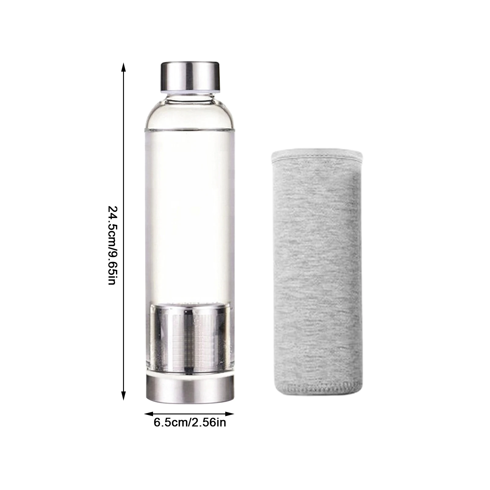 

Fashion Glass Water Bottle With Stainless Steel Tea Infuser Filter Portable Direct Drinking Cup Tracel Office Work Water Bottle