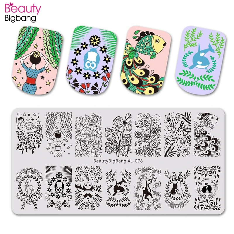 Beautybigbang штамповки пластины из нержавеющей стали милые рыбы ива КИТ девушка