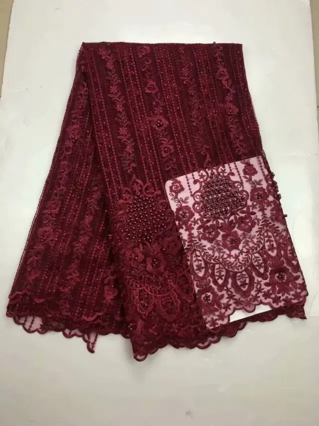 Королевская винная африканская кружевная ткань 2019 Высококачественная